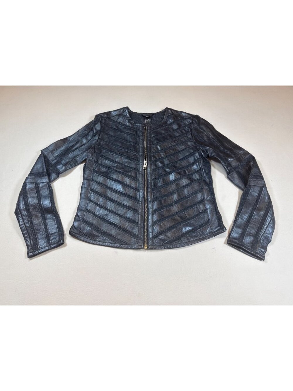 Maurititus Tila Lamb Leather Striped Women’s Jacket Medium Regular Fit (BB888)